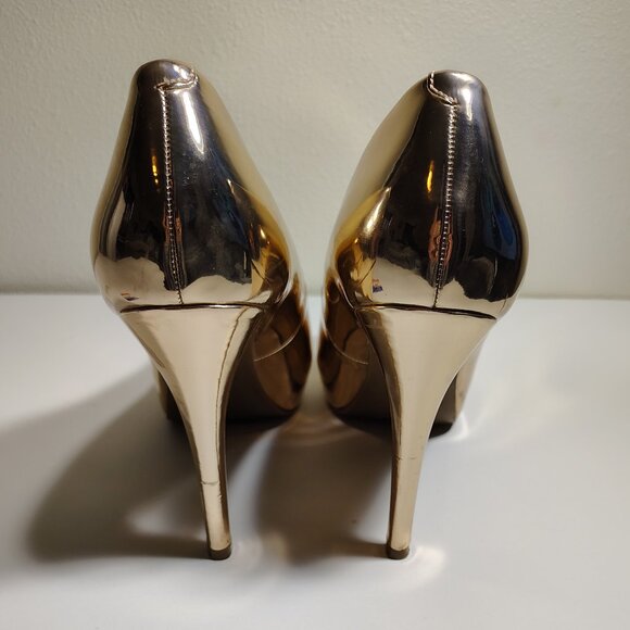 Gorgeous Guess Los Angeles Rose Gold Peep Toe Stiletto's Heels Pumps - Picture 8 of 10